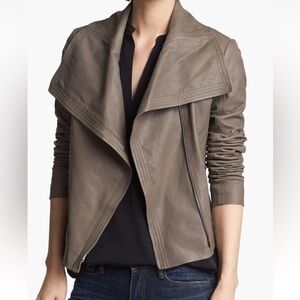 Vince Taupe Leather Jacket for Women